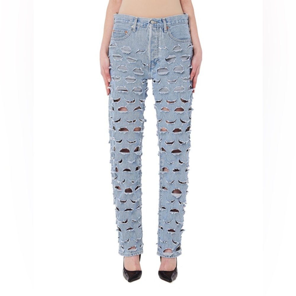 NWOT VETEMENTS x Levis laser cut distressed denim jeans RARE XS